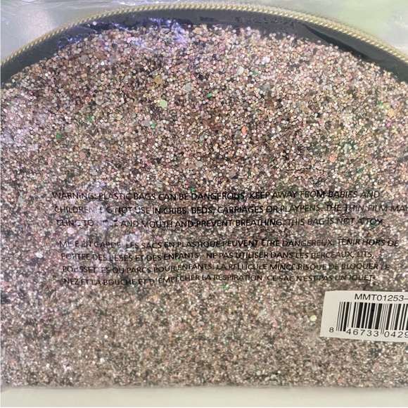 Tarte Glitter Confetti Half Moon Cosmetics Bag Makeup Bag Zipper Closure Sparkle - Picture 6 of 7